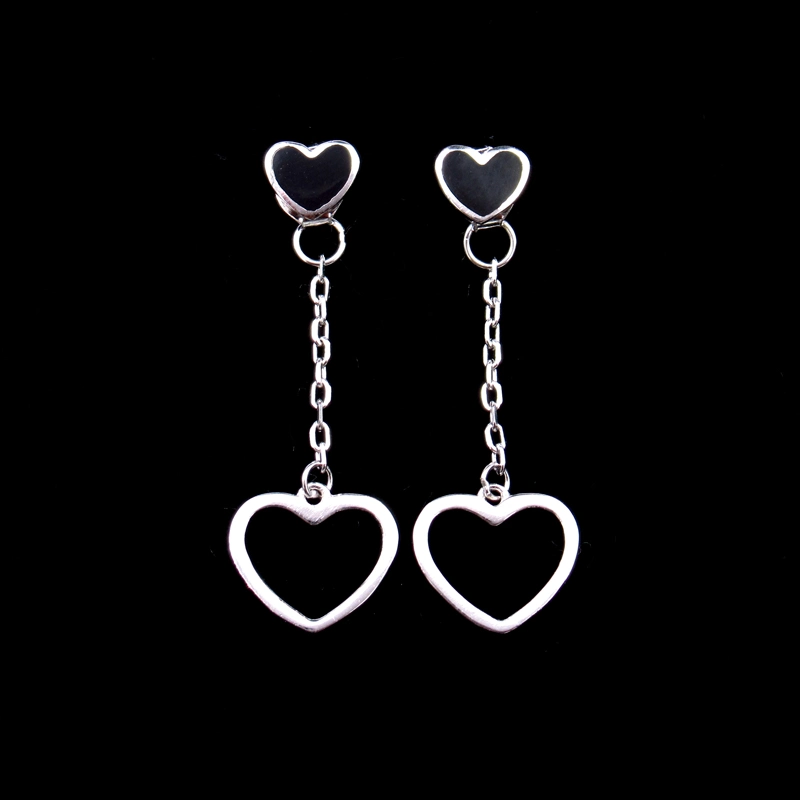 Fashion Sterling Silver Cubic Zirconia Double Heart Shaped Earring for Aristocratic Women
