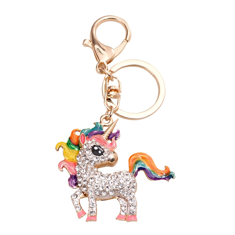 Promotional Gift Custom Unicorn Metal Keychain with Crystal