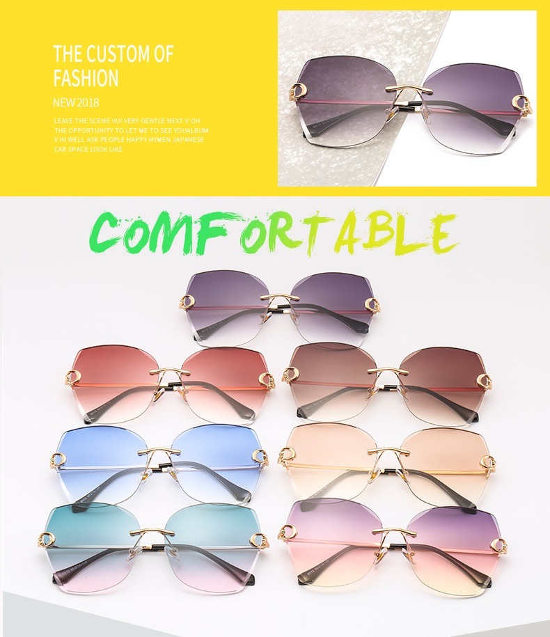 Newest 2020 Rimless Frame Fashion Sunglasses for Women