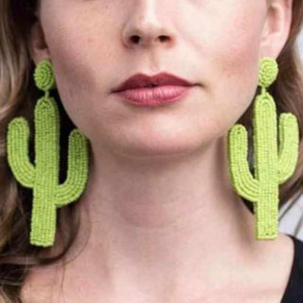 New Creative Cactus Handmade Rice Bead Bohemian Earrings Charms