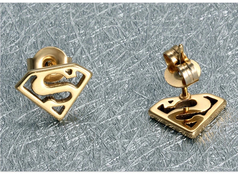 Fashion Movie Theme Jewelry Men's 316L Stainless Steel Gold Stud Earrings