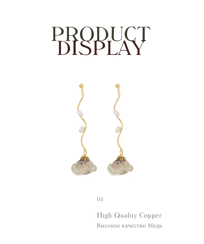 New Fashion White High Quality Copper Artificial Rhinestone 925 Silver Needle Earrings Long Butterfly Earrings