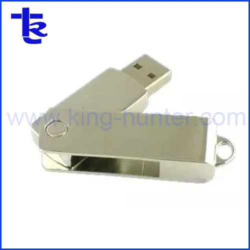 Swivel Metal Laser Logo Portable Keychain USB Flash Drive 4GB