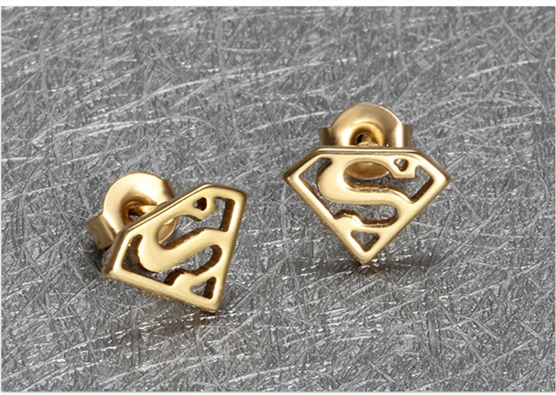 Fashion Movie Theme Jewelry Men's Titanium Steel Gold Stud Earrings