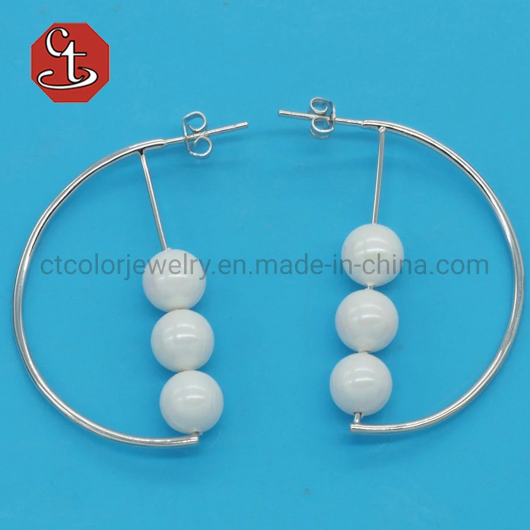 Trendy Geometric Pearl Rectangle Shaped Metal Earrings Minimalist Earrings Jewelry