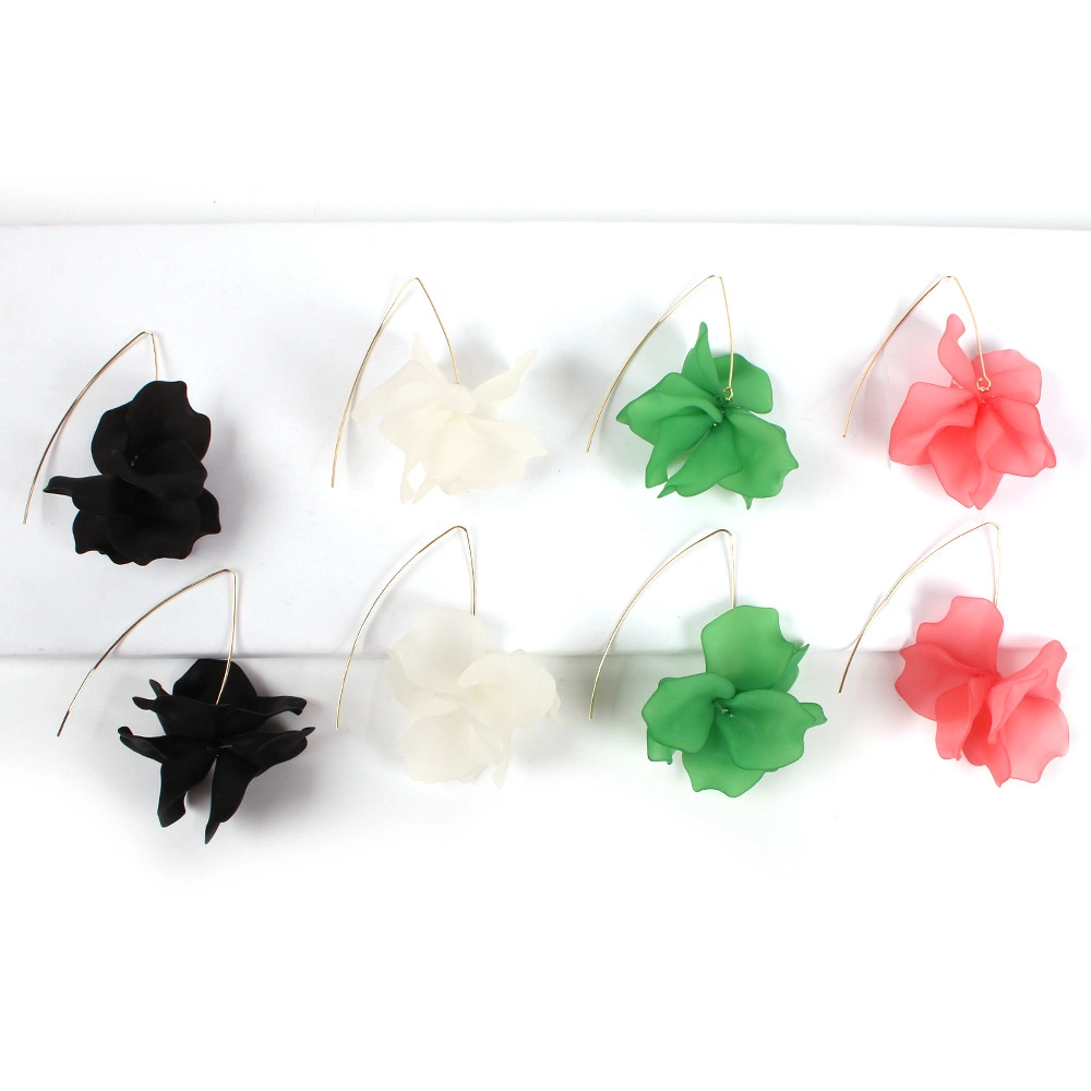 New Exaggerated Vintage Fashion Trendy Resin Long Flower Drop Earrings Manufacturer