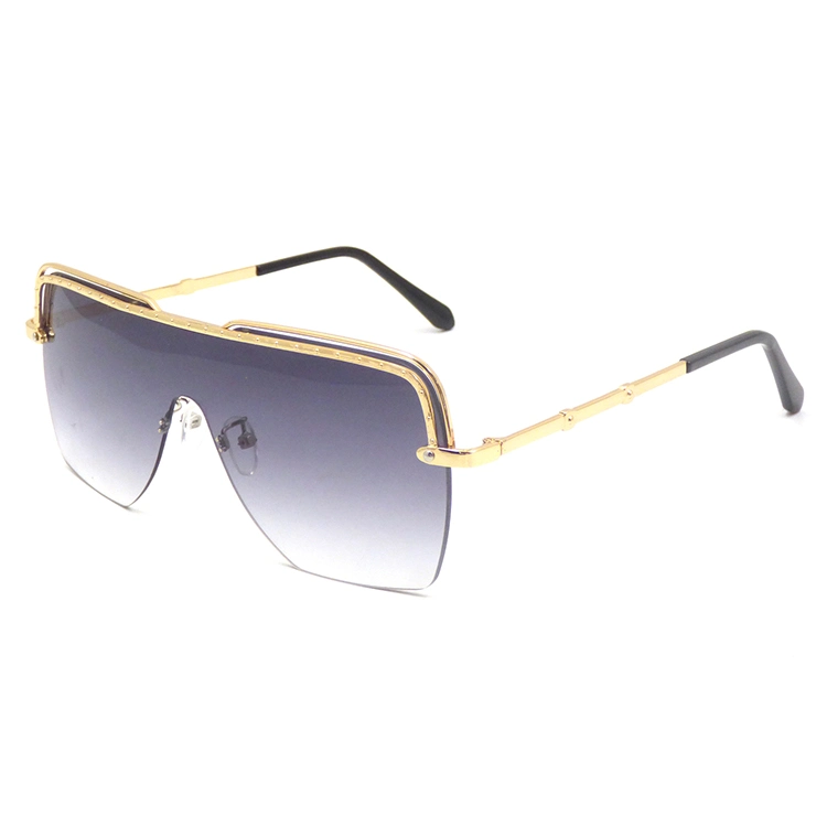 Fashionable 2020 Wholesale Unisex Half Metal Frame One Piece Gradient Sunglasses