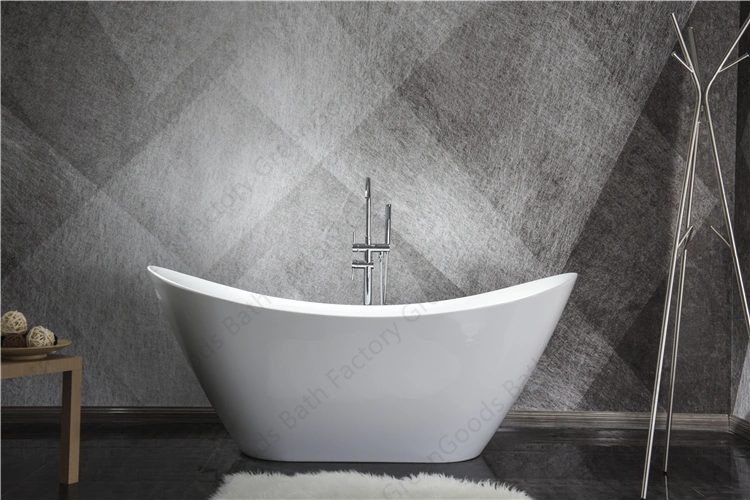 1500 mm White Freestanding Slipper Acrylic Soaking Baths Tub