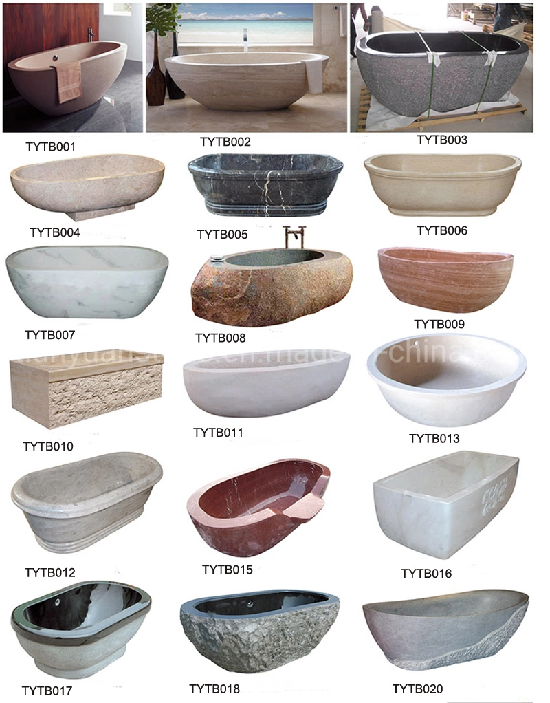 Custom Freestanding Bath Tub Natural Stone Marble Bathtub