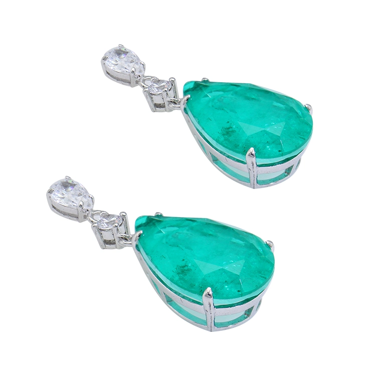Gold Earrings Emerald Stones Elegant and Delicate for Women