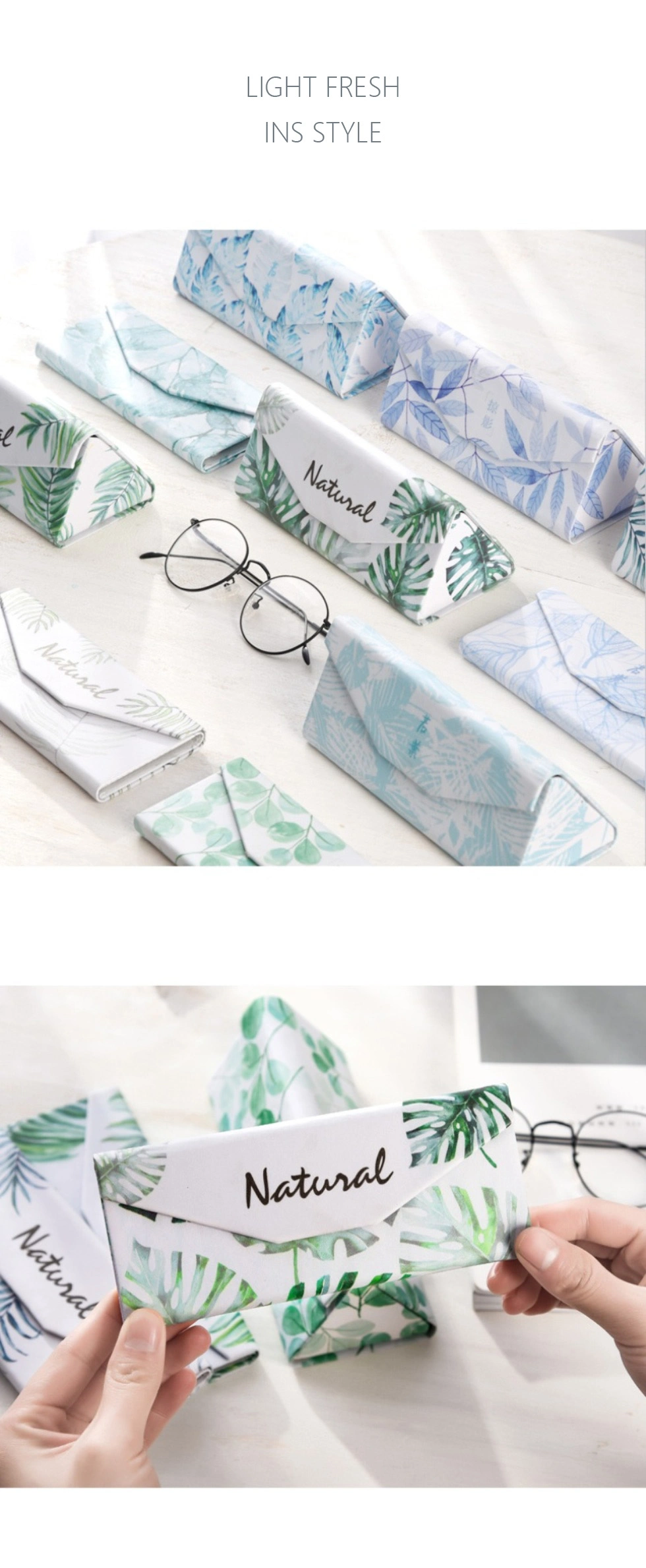 Green and Eco-Friendly, Graceful Triangular Folding Case for Reading Glasses and Sunglasses