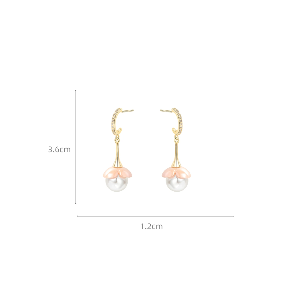High Quality Copper Imitation Pearl Earrings Female Circle Tassel Earrings Temperament Long Light Gold Earrings