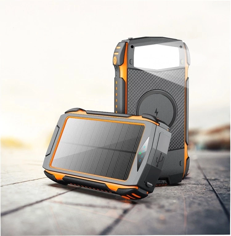 Hot Selling Manufacture with LED Flashlight 20000mAh Waterproof Solar Wireless Charger Power Bank