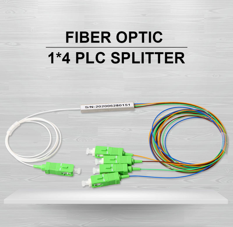 Fibre Optical Splitter 1X4 PLC Splitter with Sc APC Connector Mini Tube Type FTTH 1: 4 PLC Splitter