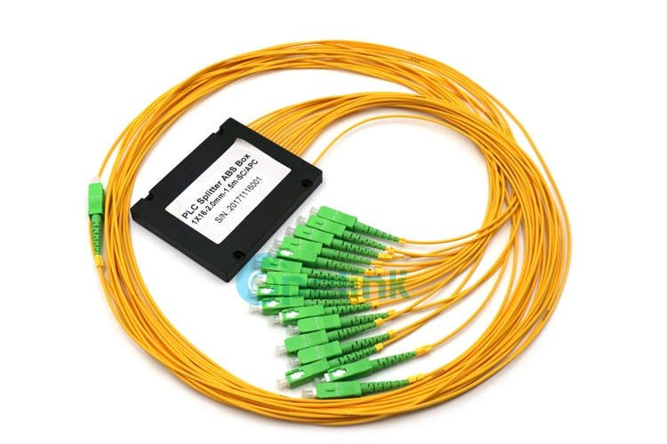 1X16 Fiber Splitter, ABS Box Fiber Optic PLC Splitter with Sc/APC Connector