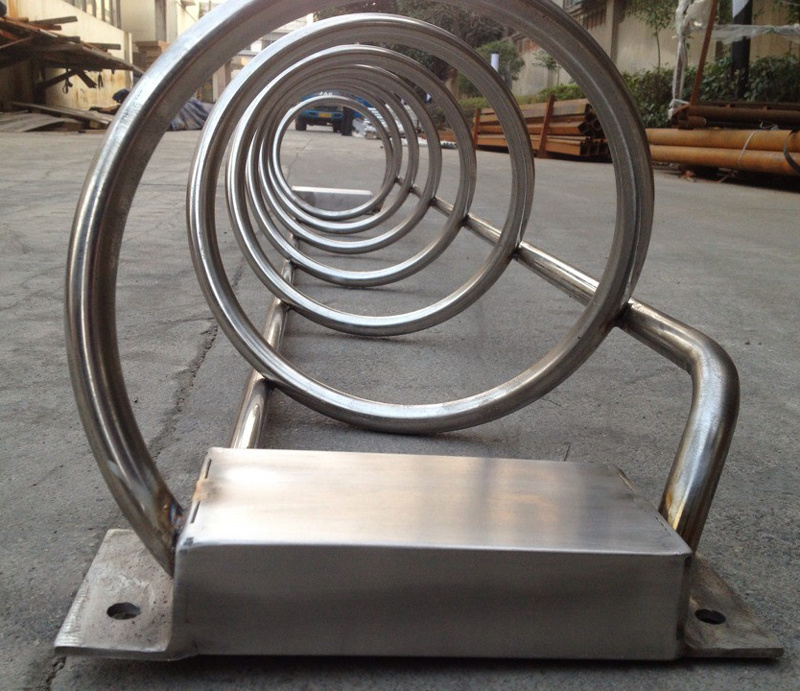 Outdoor Parking Galvanized Bike Rack with Spiral Shaped Stainless Steel Tube