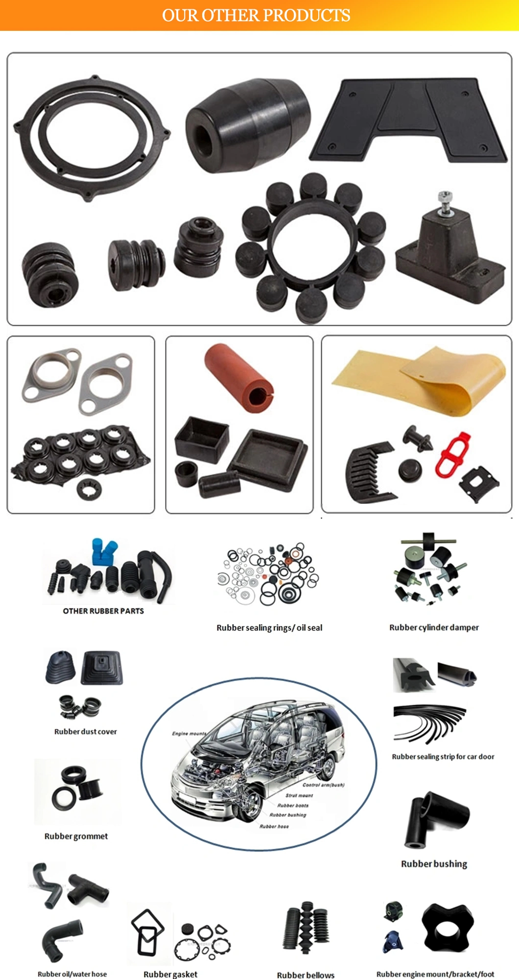 Customized Rubber Products Parts Rubber Made in China Customized Rubber Molded Products