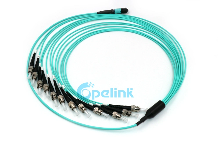 12-Fiber MTP/MPO-St Om3 Round Fiber Cable Fanout 2.0mm Fiber Optic Patchcord/Jumper