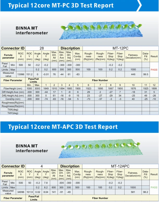 100% 3D Tested with Testing Report MTP / MPO -LC 8 Core, 12core, 24core 40g /100g MPO Cable Patch Cord