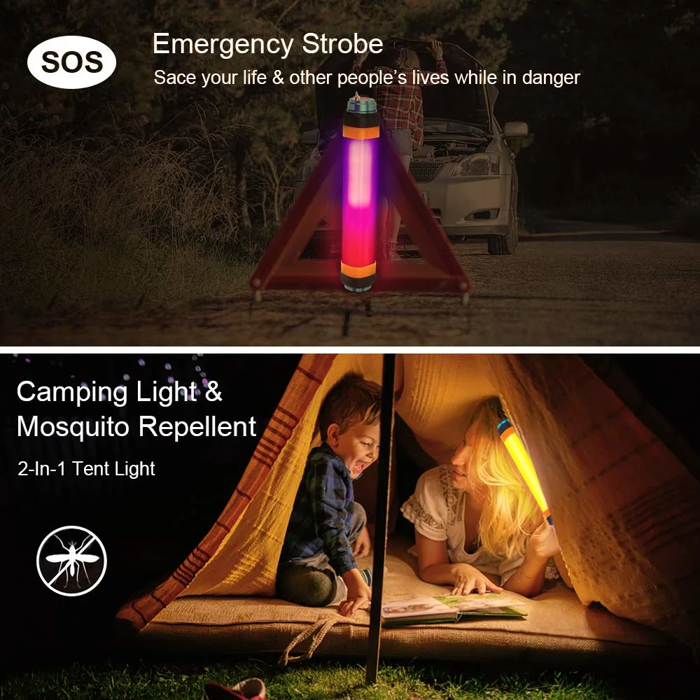 Outdoor Mosquito Repellent Camping Light Waterproof IP65 Torch Battery Powered Power Bank LED Rechargeable Flashlight