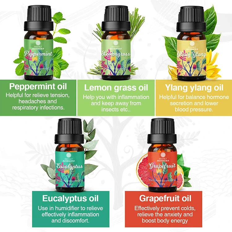 5ml 10ml 15ml Essential Oil 100% Pure Essential Oil Gift Set Peppermint & Eucalyptus for Relieve Tension and Inflammation Diffuser Refilling Essential Oil