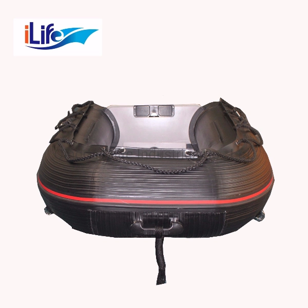 Ilife Black PVC/Hypalon Inflatable Rescue Fishing Rubber Boat with Aluminum/Drop Stitch Air/Plywood Floor