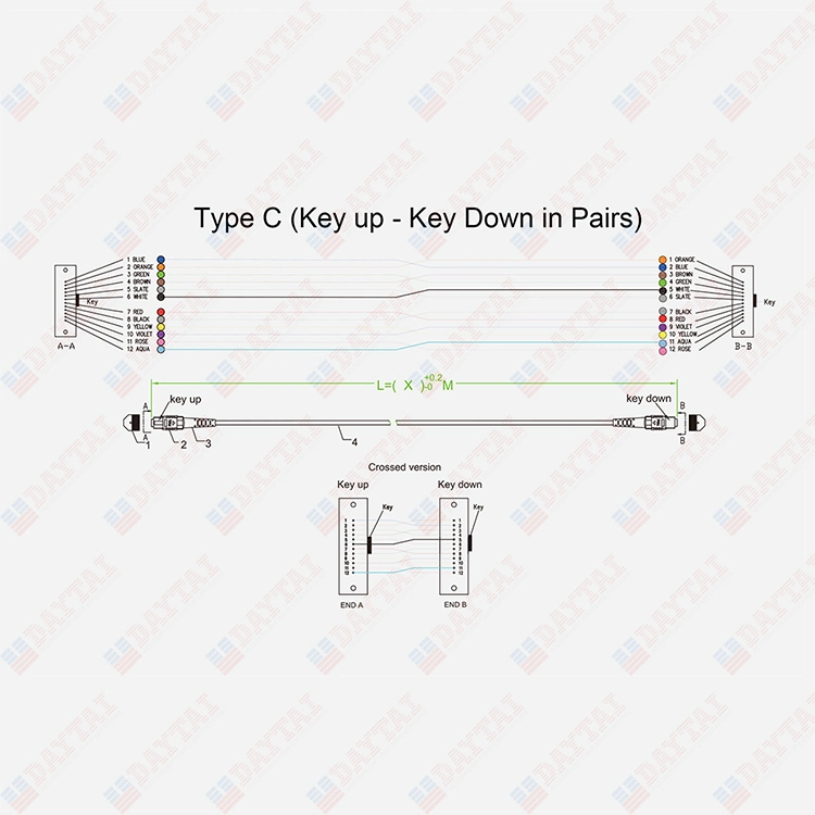144f MPO to MPO Fiber Cable Type a Type B Type C Low Loss Patch Cord