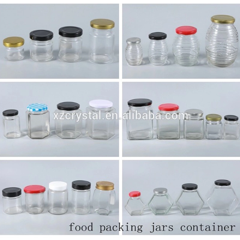 Sealed Glass Storage Jars Glass Hexagon Honey Food Jam Jelly Jar Container 500/1000ml