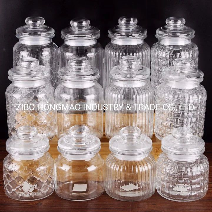 950ml 32oz Empty Home Goods Sealed Ribbed Airtight Glass Jar with Glass Lid