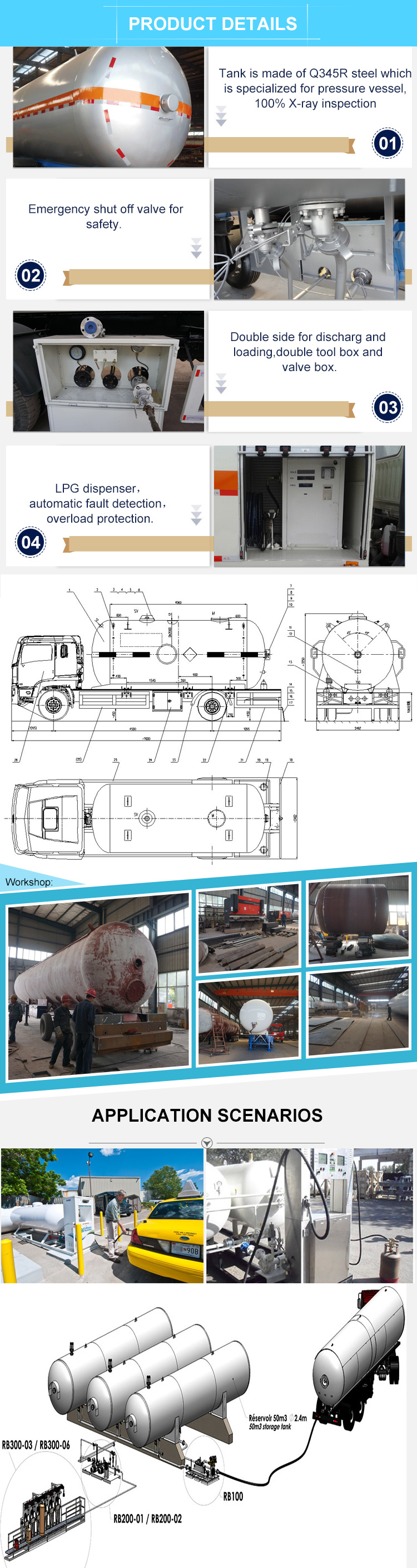 50cbm Pressure Vessel Liquid Petrol Gas Propane Storage Container LPG Tank