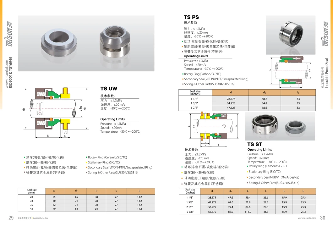 Tsps Mechanical Seal, Industrial Pump Seal, Silicon Carbide Seal