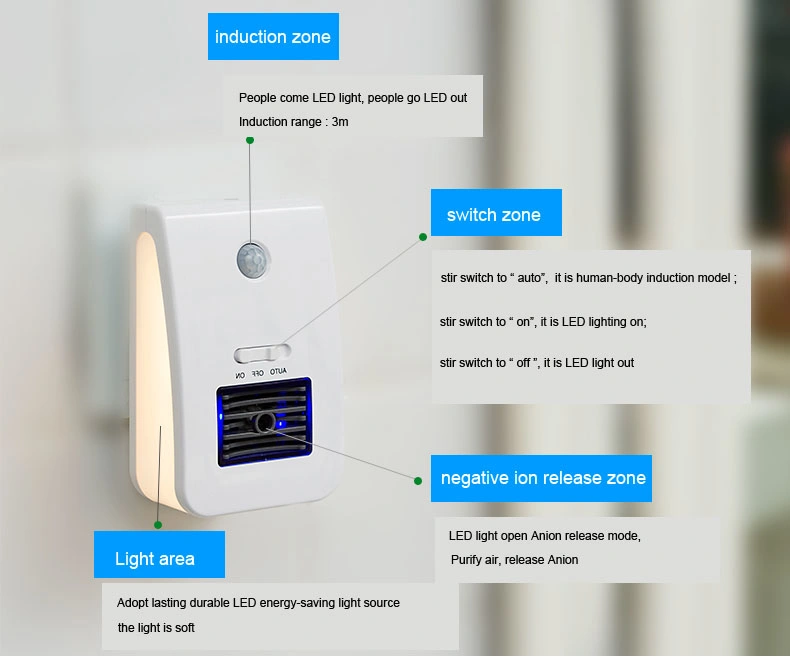 Air Purifier Small Household Removal Formaldehyde Anion Ozone Generator Anti-Virus Toilet Deodorizing Air Disinfection Machine