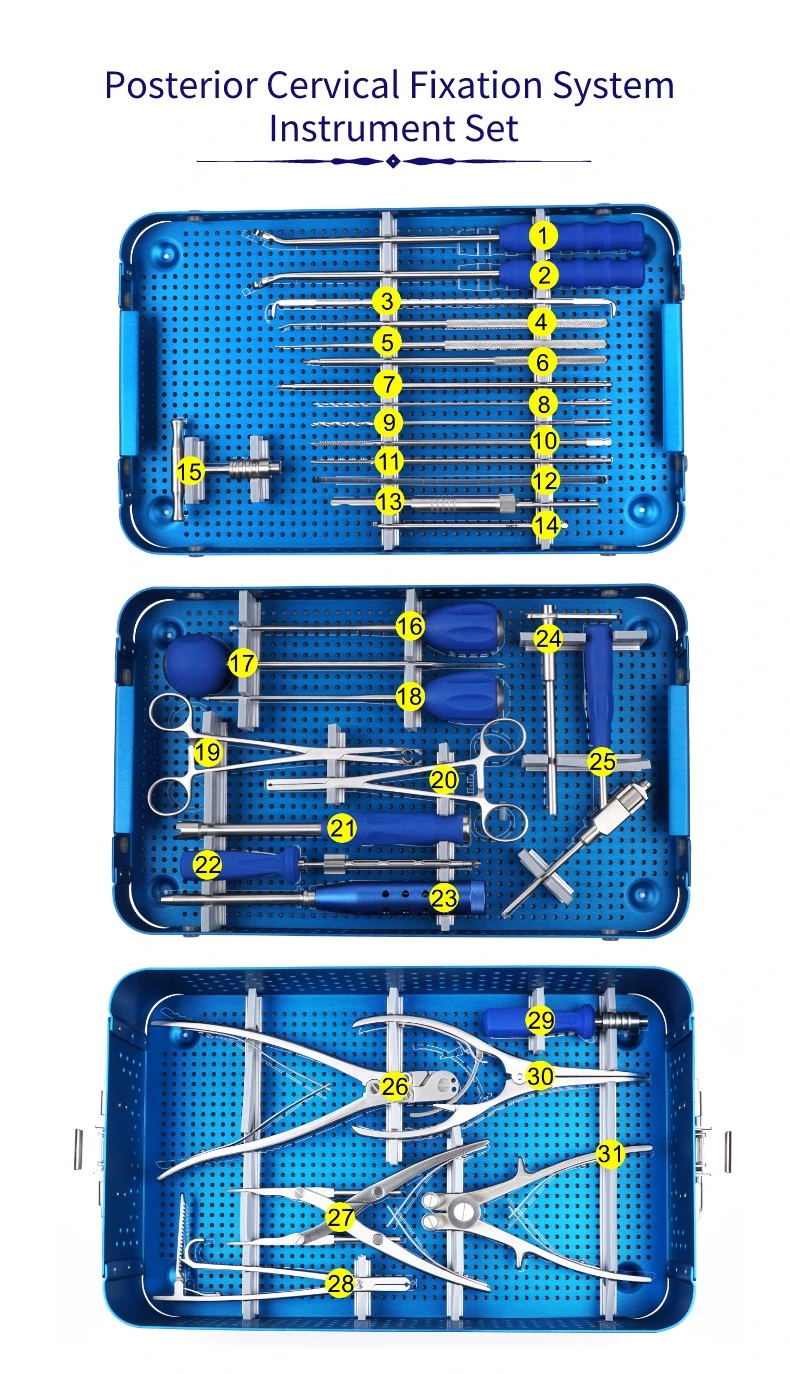 Factory Price Orthopedic Surgical Instruments Posterior Cervical Fixation System Instrument Set for Cervical Surgery
