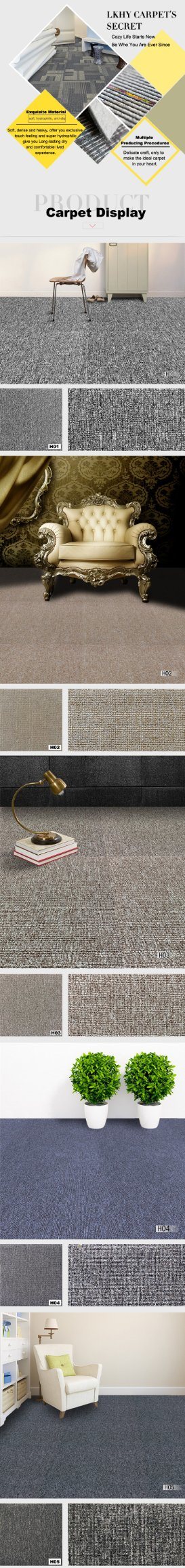 China Commercial Removable Carpet Tiles Manufacturer PP Heavy Traffic Removable Carpet Tiles for Commercial Office