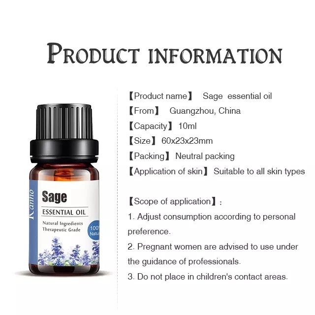 Wholesale 100% Natural 10ml Sage Essential Oil Private Brand Massage Aromatherapy Oil