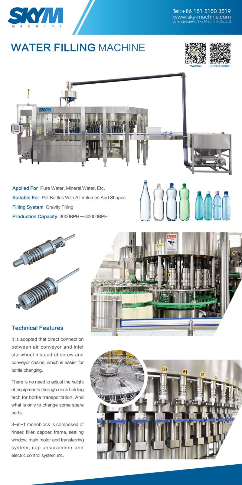 Full Automatic Complete Pet Bottle Liquid Filling Device/Water Filling Machine