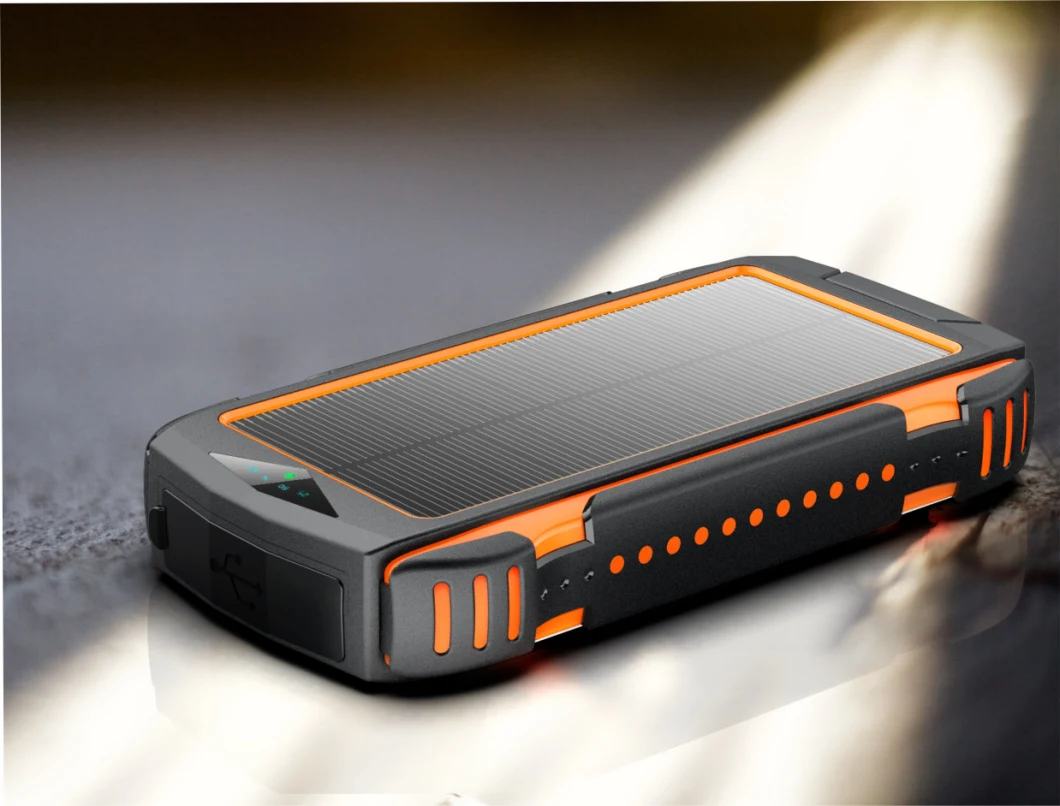 Hot Selling Manufacture with LED Flashlight 20000mAh Waterproof Solar Wireless Charger Power Bank