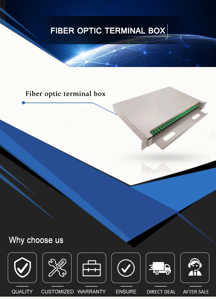 12 to 96 Cores 1u Drawer Type Fiber Optic FTTH Fiber Optic Patch Panel Terminal Box