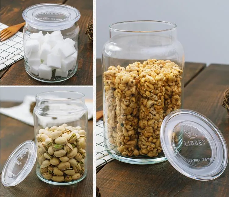 Wholesale Glass Containers Clear Airtight Seal Glass Food Storage Jar with Bamboo Lid Glass Bottle