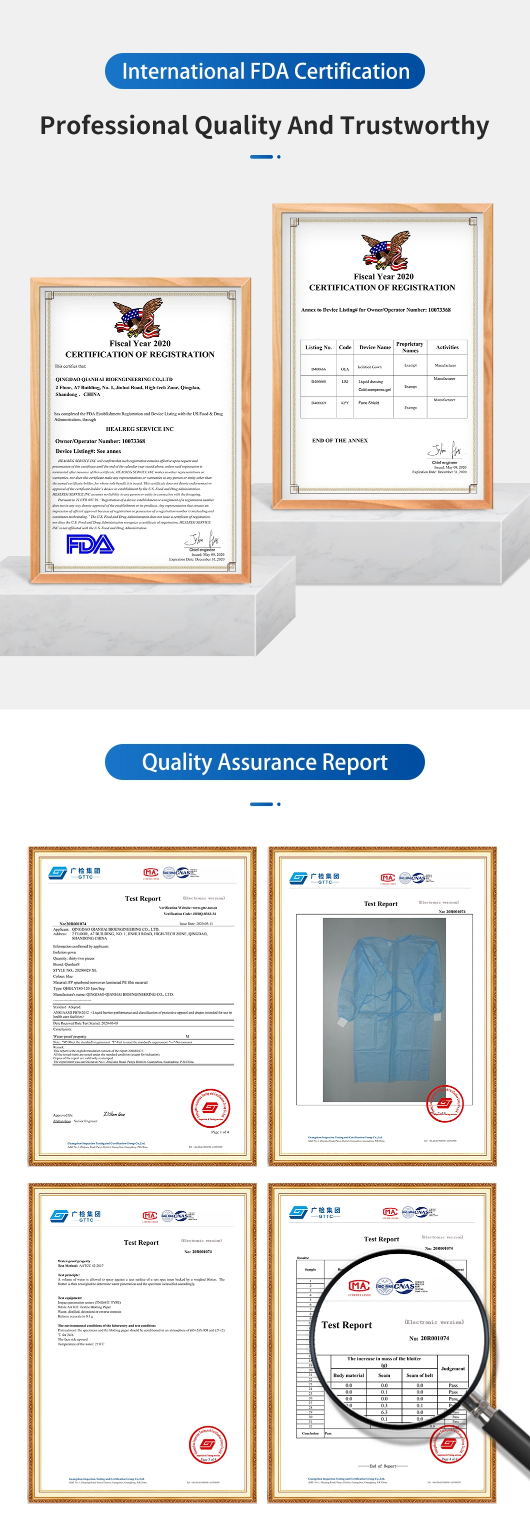 PPE Manufacturer Can OEM PP+PE SMS Fabrics Medical Disposable Medical Gowns