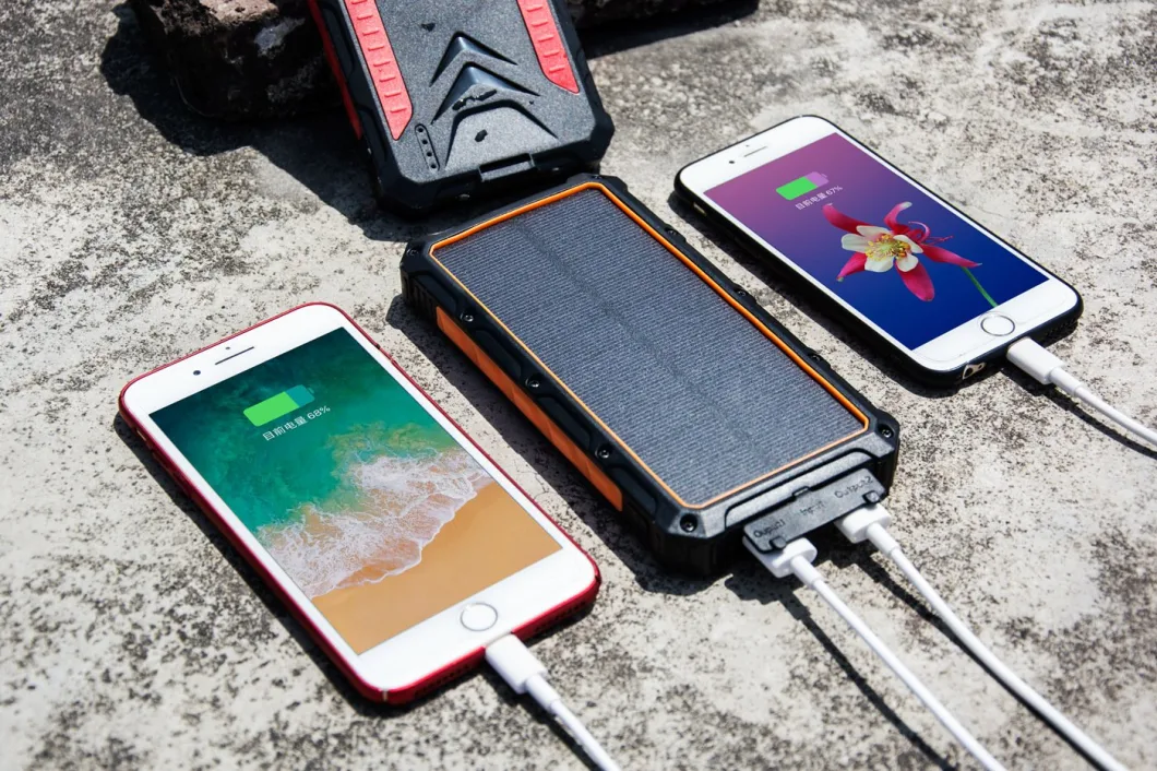 20000mAh Solar Power Bank Wild Camping with LED Flashlight Waterproof Solar Charger Multifunction Power Bank