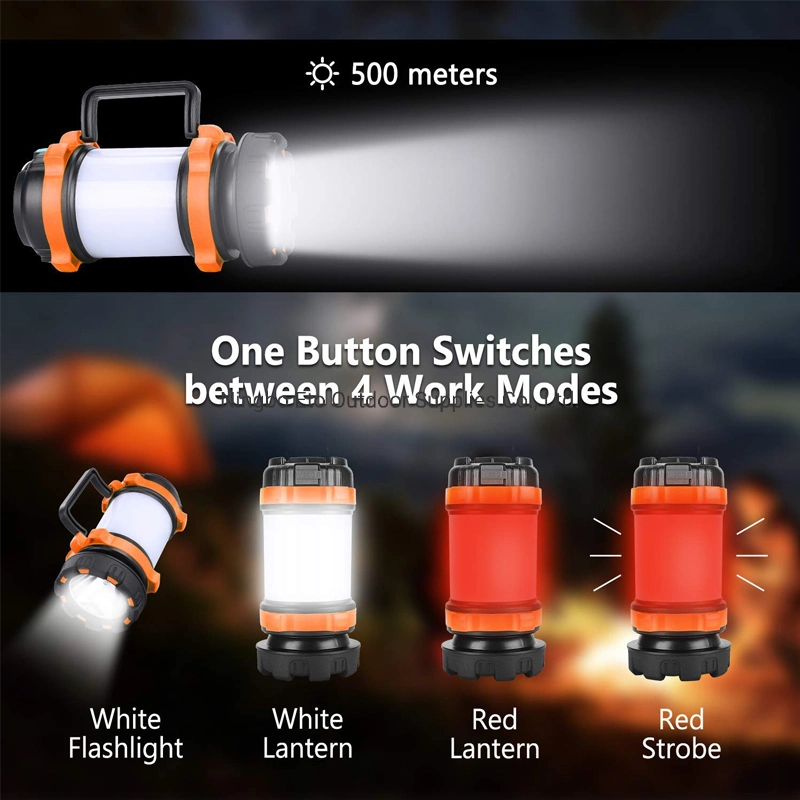 Multifunction Spotlight Rechargeable LED Camping Lantern, High 3000mAh Power Bank Ipx4 Waterproof Flashlight USB Lantern