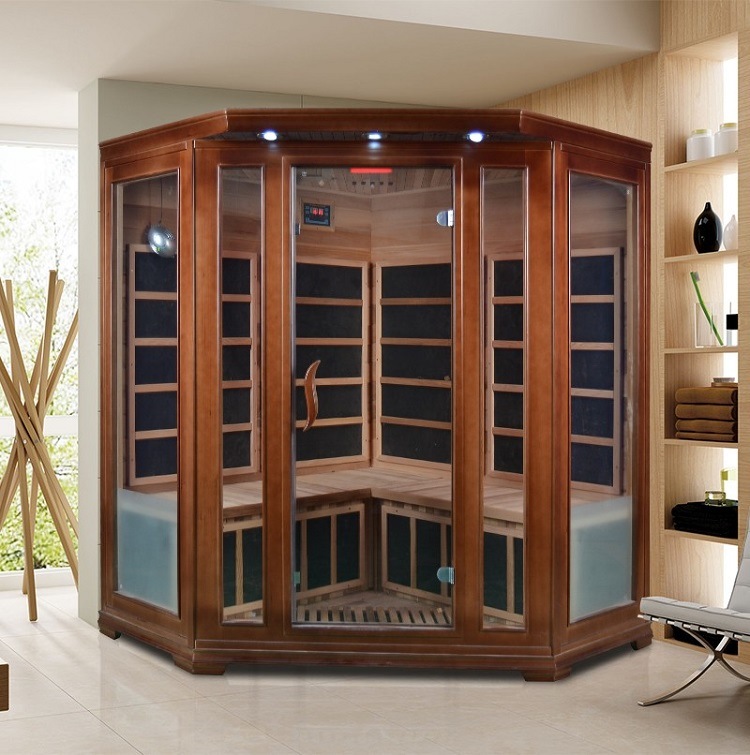 Corner 3-4 Person Traditional Steam Sauna with Wooden Heater