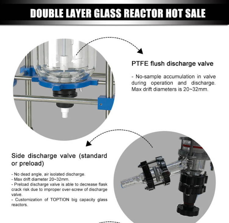 100L Glass Reactor Chemical Reaction Jacketed Glass Reactor Jacketed Agitated Reaction Kettle