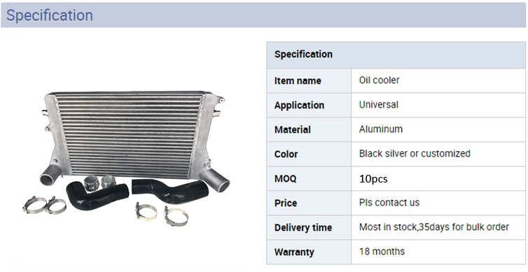 Aluminum Pipe Heat Exchanger Intercooler for VW Golf Mk5 Mk6