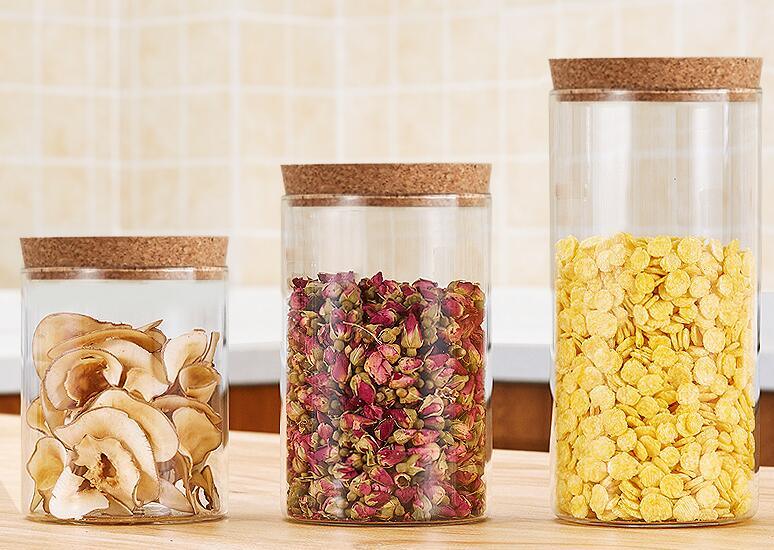 Glass Jar with Cork Lid Food Jar Cookie Jar Glass Canister Glass Storage Jar