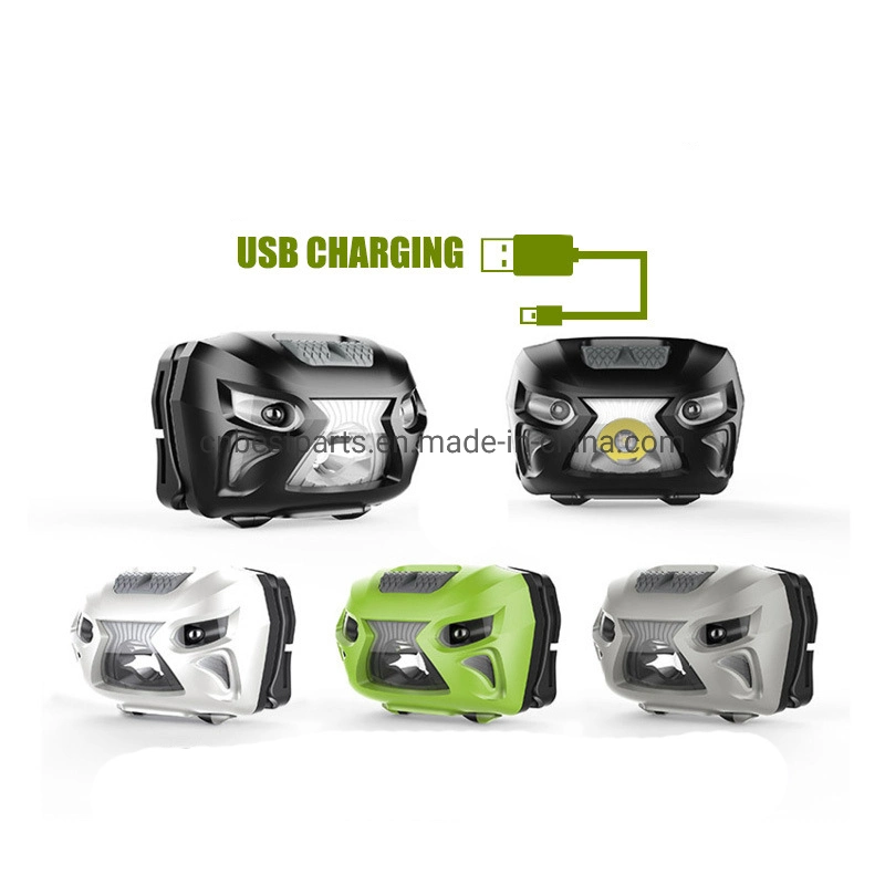 USB Rechargeable Headlight Head Torch White Red Light COB LED Headlamp