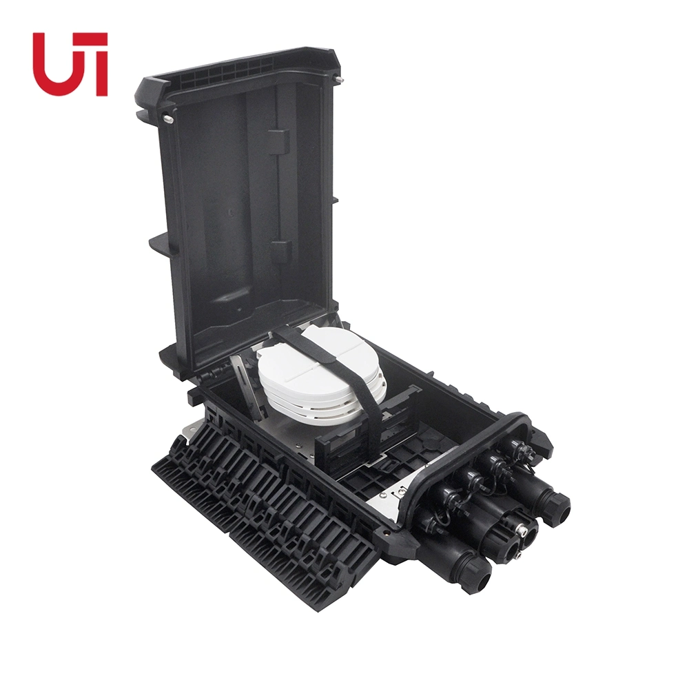 Ut-King 8 Ports Black Fiber Access Cable Terminal IP 68 PP+GF Fiber Optic Splitter Box 4*24 Fiber Tray Distribution Box