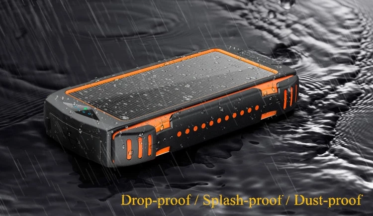 Hot Selling Manufacture with LED Flashlight 20000mAh Waterproof Solar Wireless Charger Power Bank