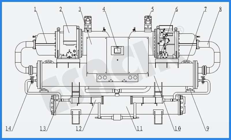 Central Air Conditioners Water Cooled Screw Chiller with Cooling Tower